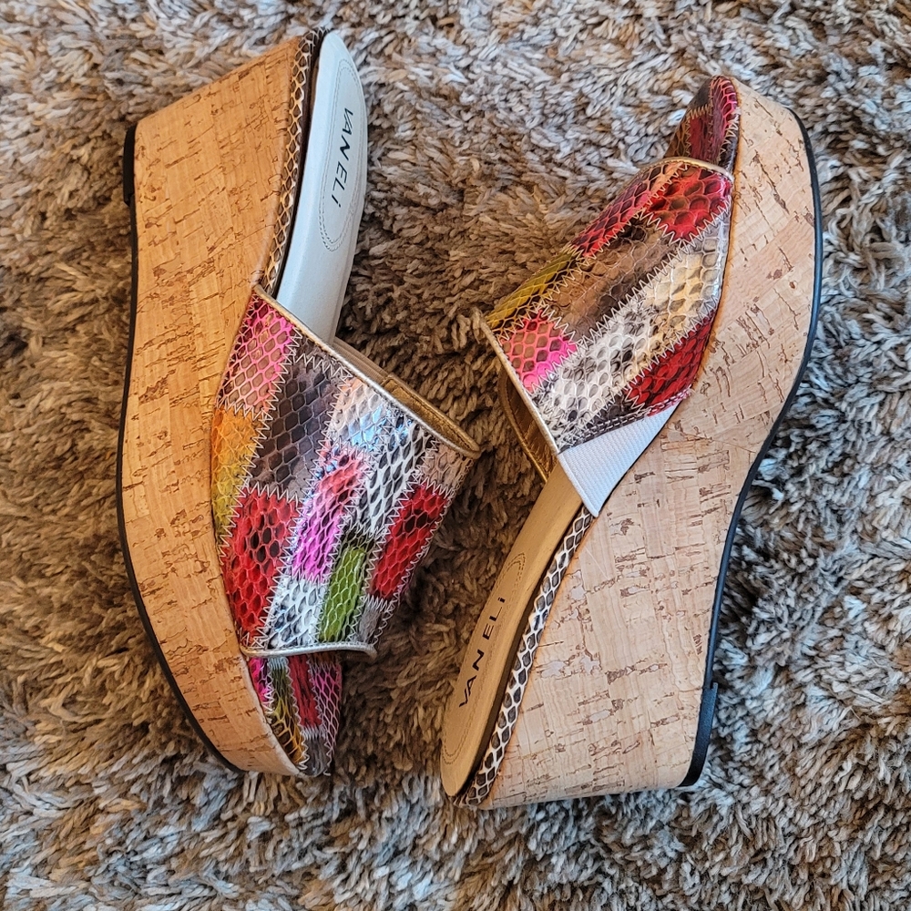 Van Eli Multicolor Patchwork Wedge Slide Sandals … - image 6
